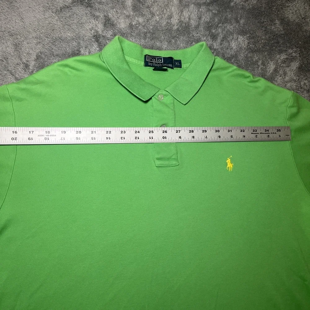 VTG Polo By Ralph Lauren Men's Short Sleeve Green Polo Shirt Yellow Pony SZ XL